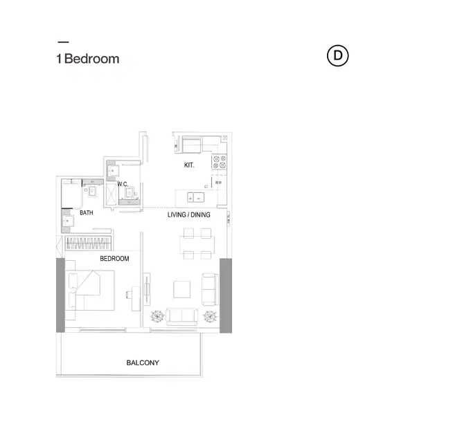 Binghatti House By Binghatti 1 BR Floor Plan