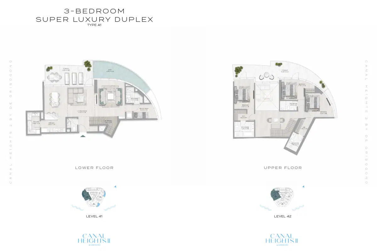 Damac Canal Heights 2 3 BR Apartment Floor Plan