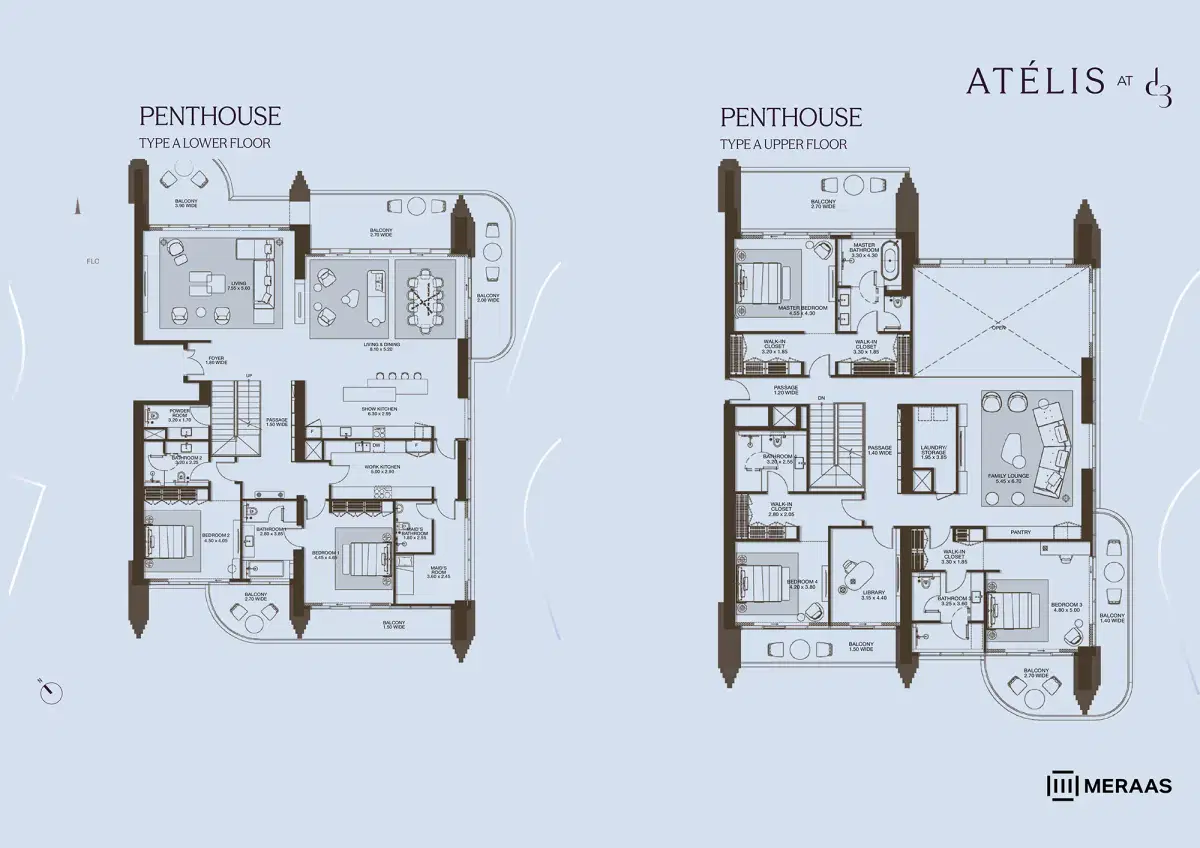 Meraas Atelis at Dubai Design District (D3) 5 BR Penthouse Floor Plan