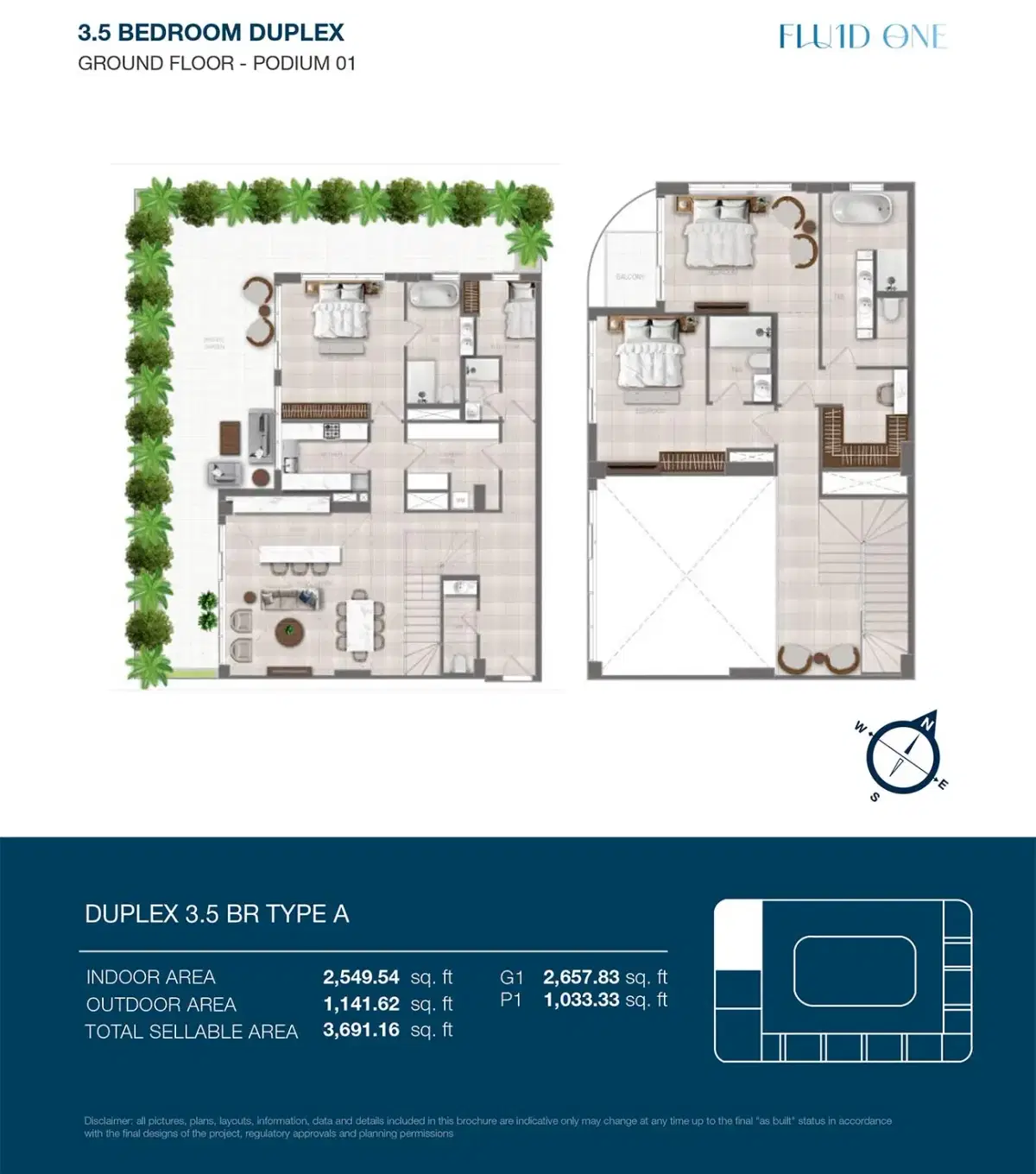 Fluid One by Object One at Dubai Islands 3.5 BR Floor Plan 3,691 Sq. Ft.