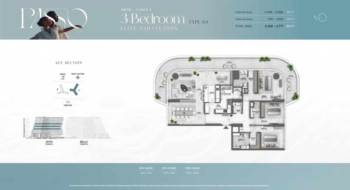 Passo by Beyond at Palm Jumeirah, Dubai 3 BR Floor Plan 3,771 Sq. Ft.