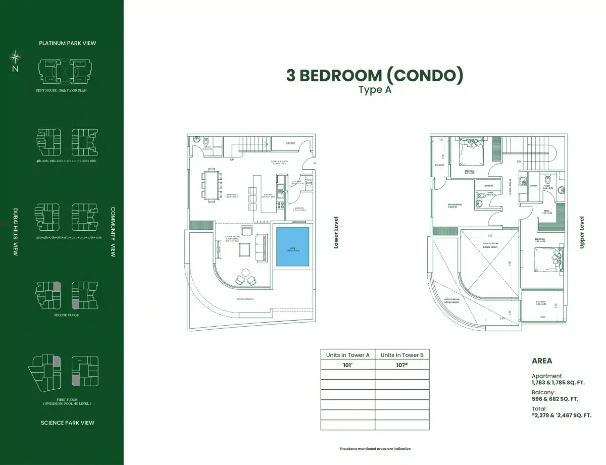 Danube Opalz 3 BR Apartment Floor Plan