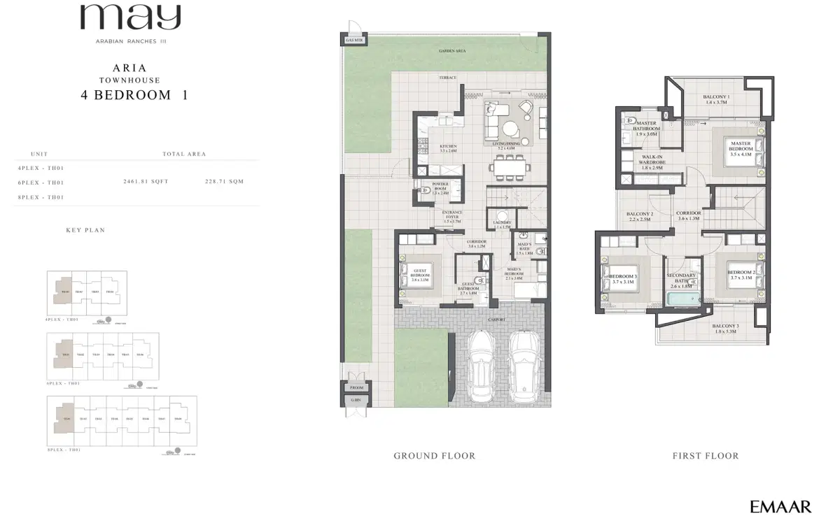 EMAAR May Dubai 4 BR Floor Plan 2,461 Sq. Ft.