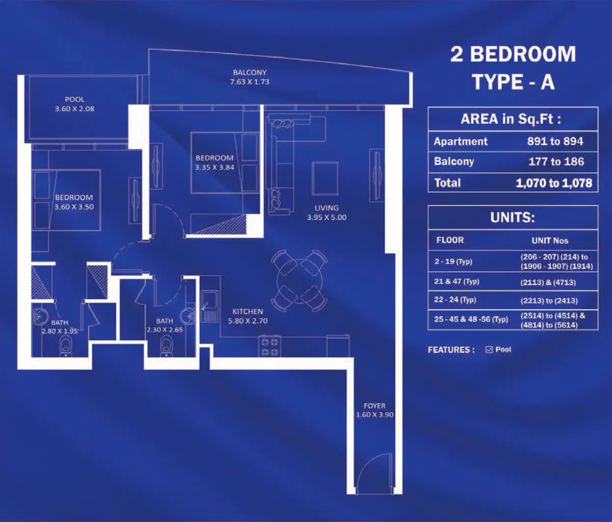 Danube Fashionz 2 BR Apartments Floor Plan