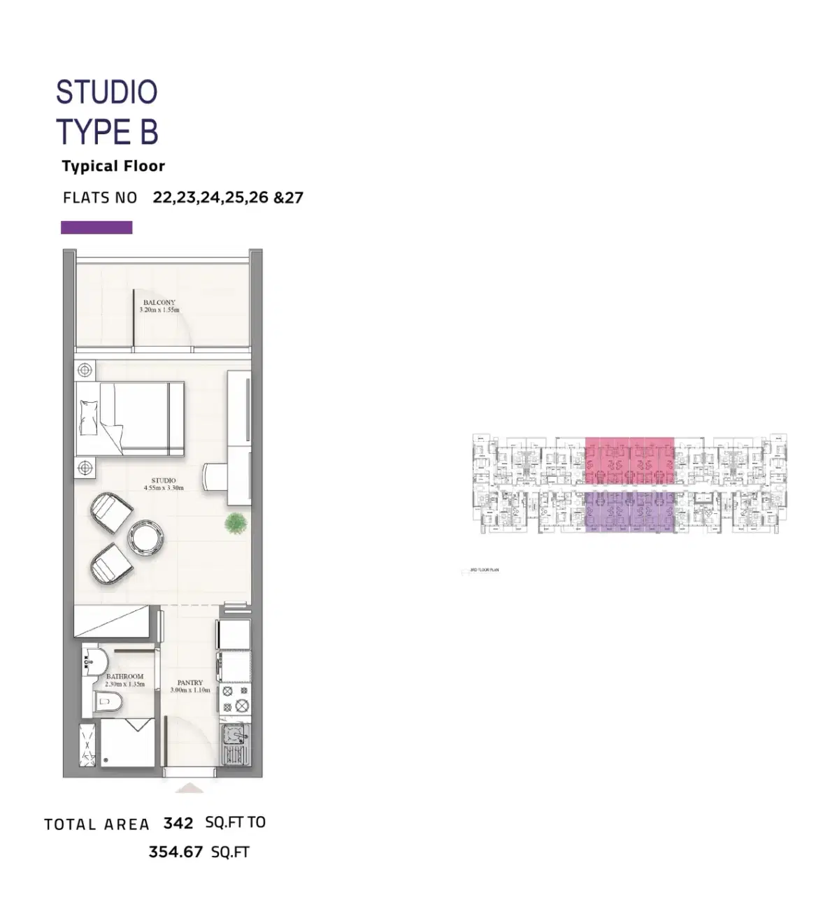 Celia Heights at Dubailand in Majan - Luxury Apartments Studio Floor Plan