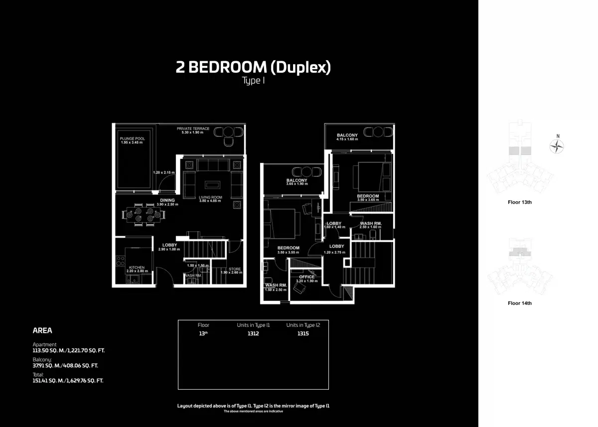 Danube Gemz 2 Bedroom Duplexes Floor Plan