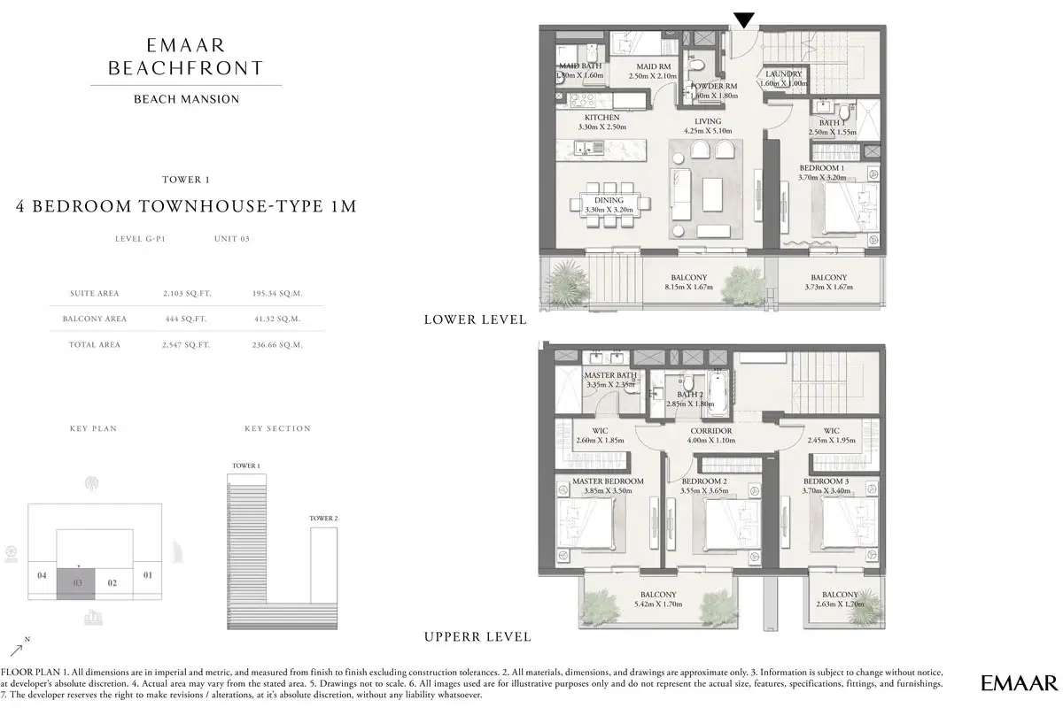 Beach Mansion At Emaar Beachfront 4 BR Townhouse Floor Plan