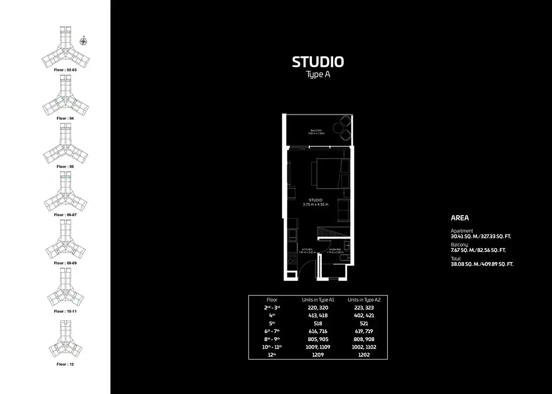 DANUBE Gemz Dubai Studios Floor Plan 410 Sq. Ft.