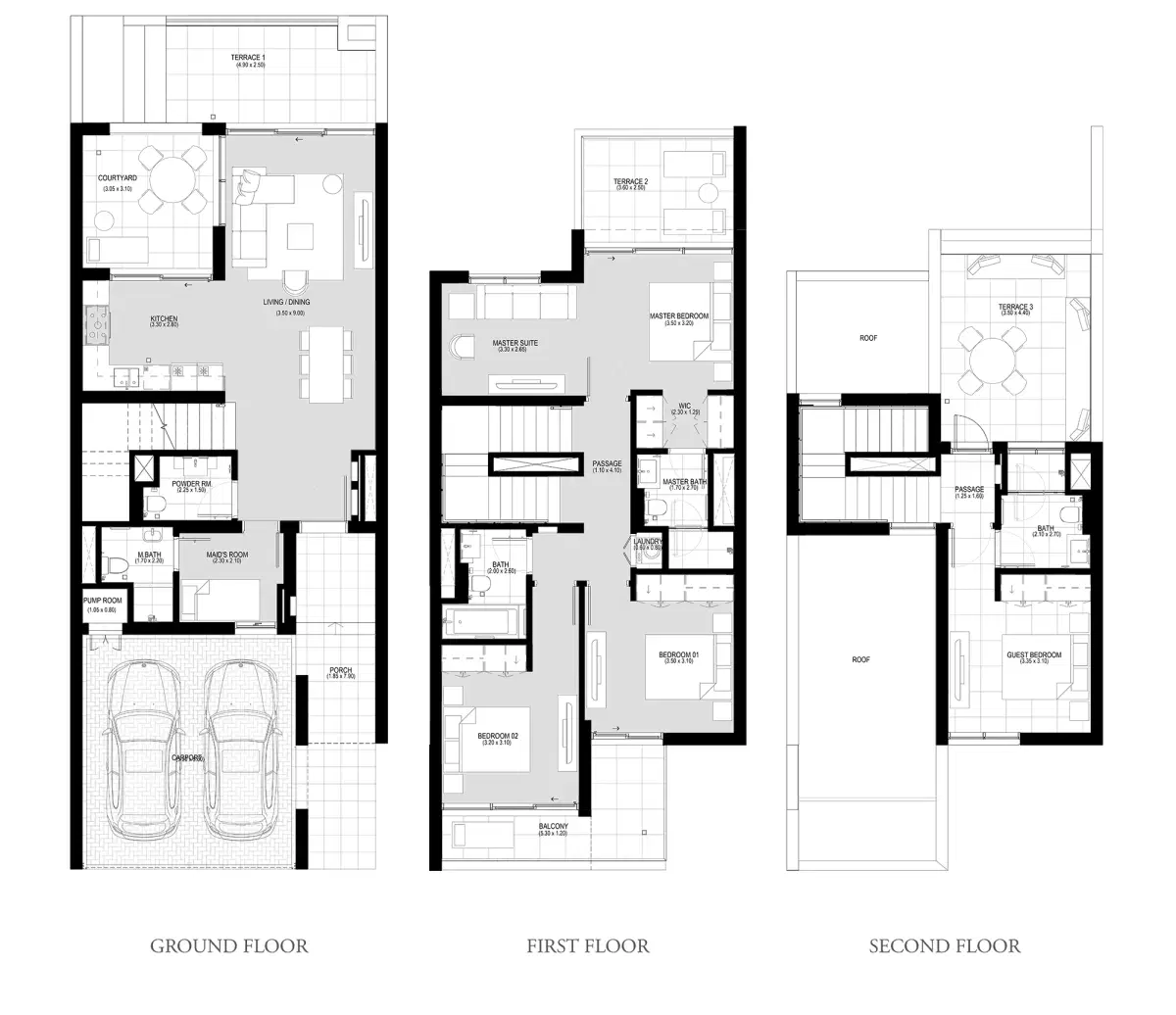 Emaar Bliss Arabian Ranches Iii 4 Bed Triplex Floor Plan