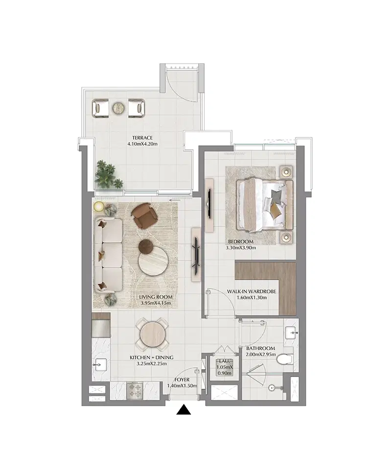Emaar Terra Woods At Dubai South 1 BR Apartment Floor Plan
