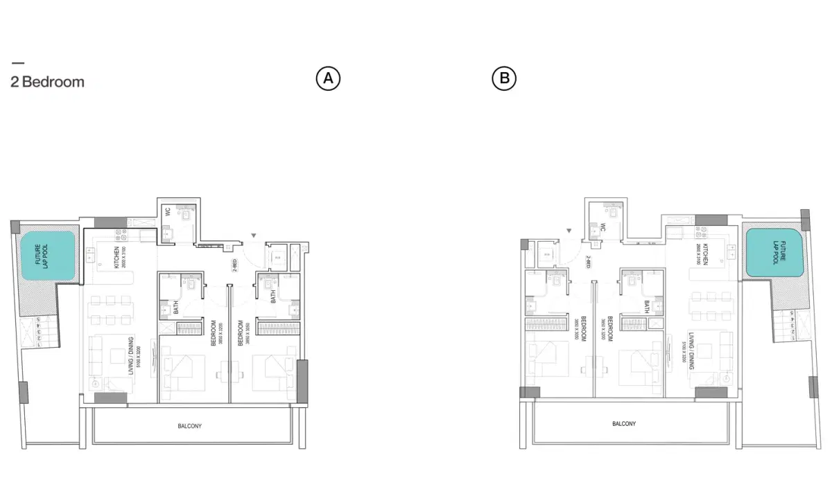 Azure by Binghatti Developers 2 BR Floor Plan