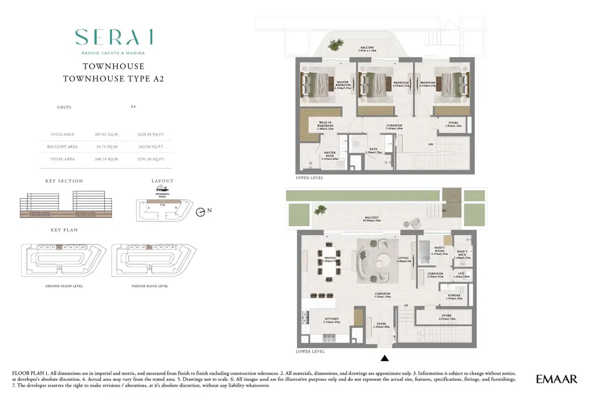 SERA by Emaar 3 BR Floor Plan 2,591 Sq. Ft.
