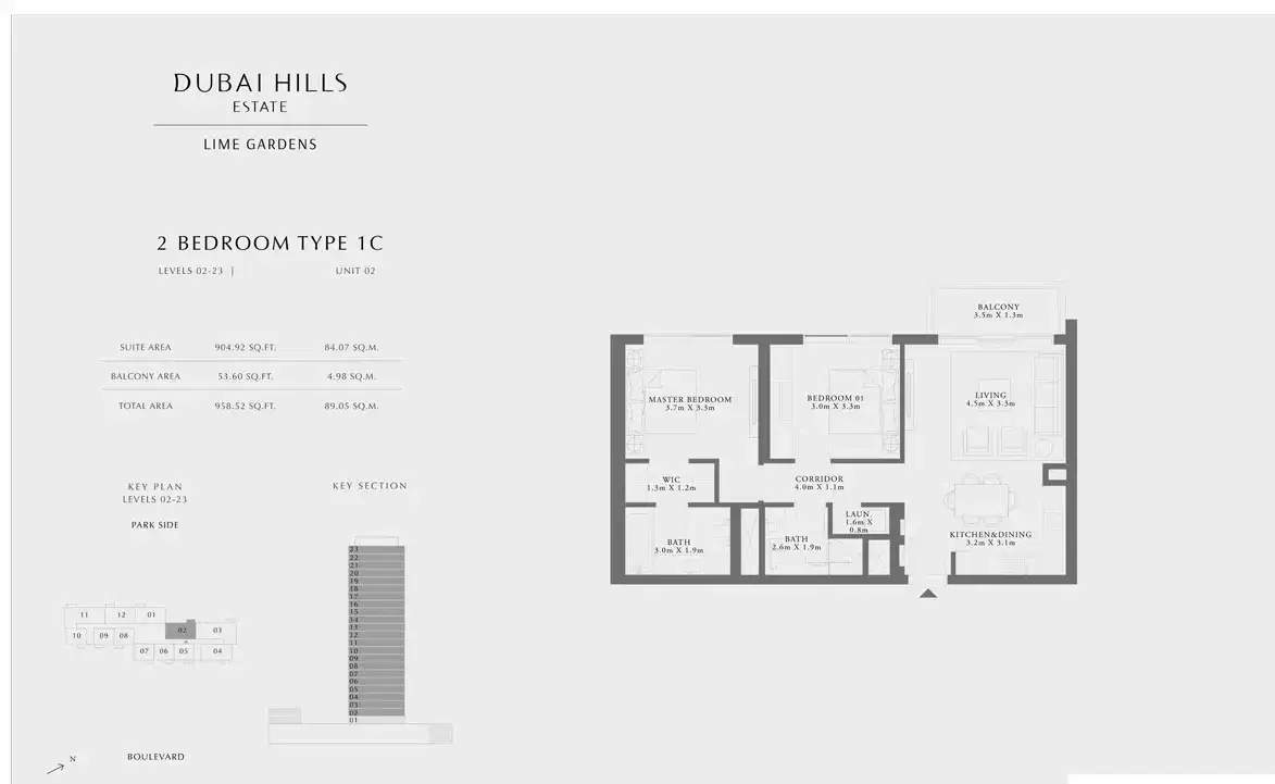 Emaar Lime Garden 2 Bedroom Apartments Floor Plan
