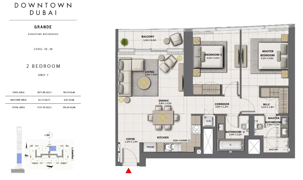 Emaar Grande Signature Residences 2 Bedroom Apartments Floor Plan