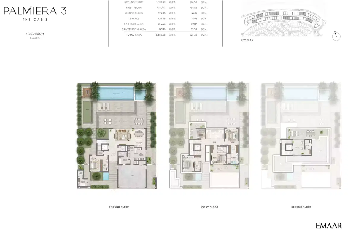 Emaar Palmiera 3 4 Bedroom Villas - Classic Floor Plan
