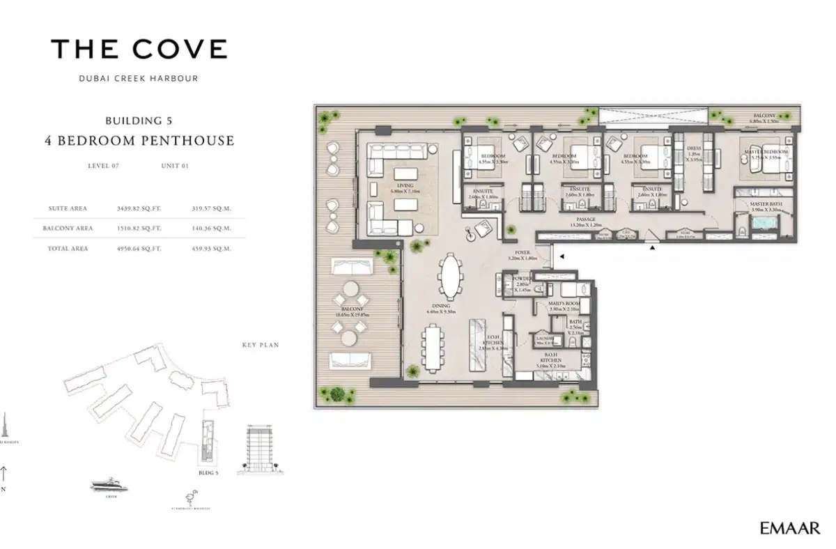 Emaar The Cove 2 4 Bedroom Penthouses Floor Plan