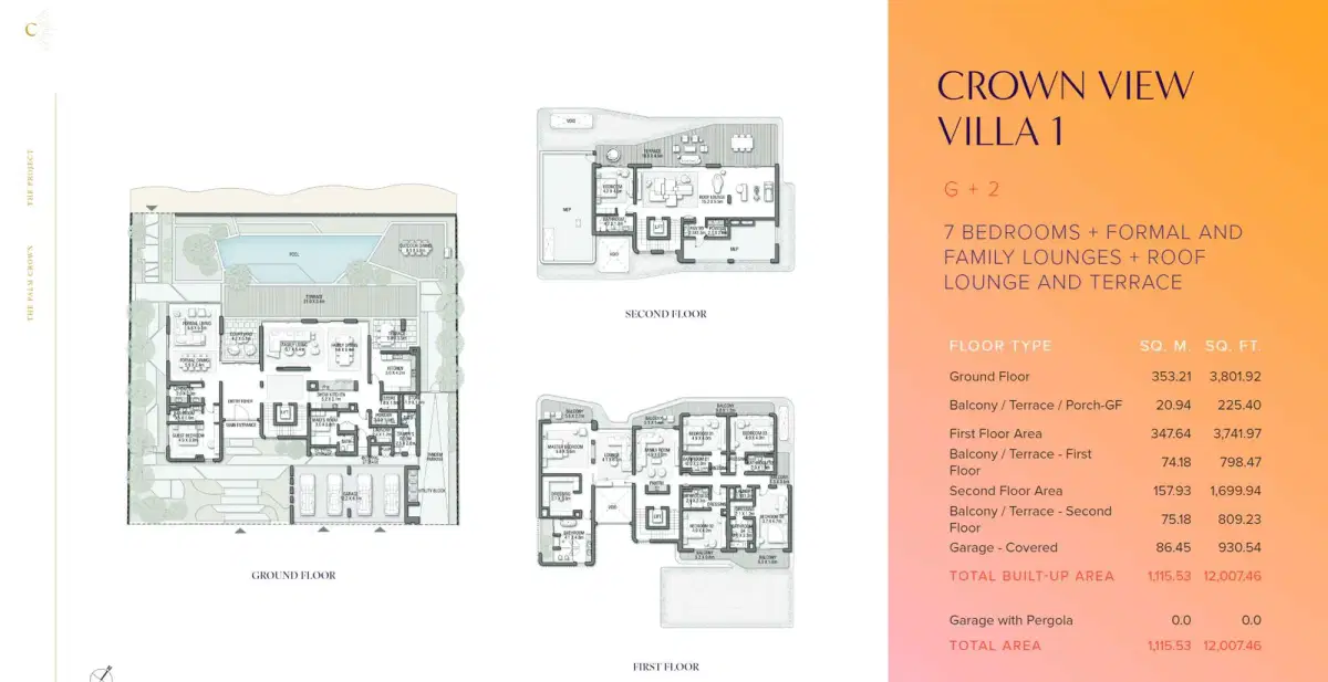 The Palm Crown 7 Bedroom Villas 1 Floor Plan