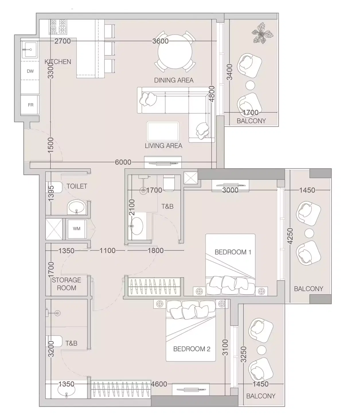 Object 1 The F1fth Tower Jvc Dubai 2 Bedroom Apartments Floor Plan