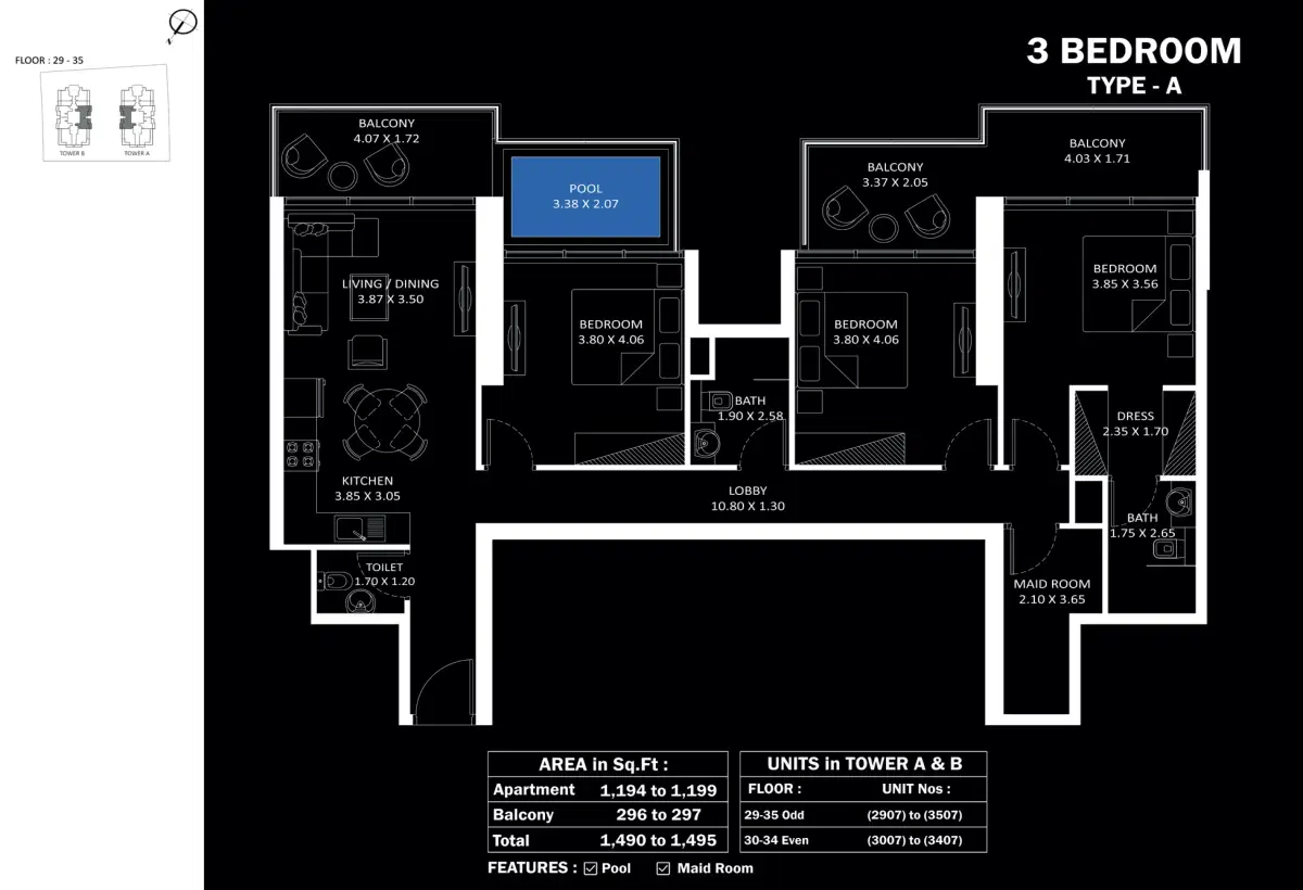 Elitz 2 By Danube 2 Bedroom Apartments Floor Plan