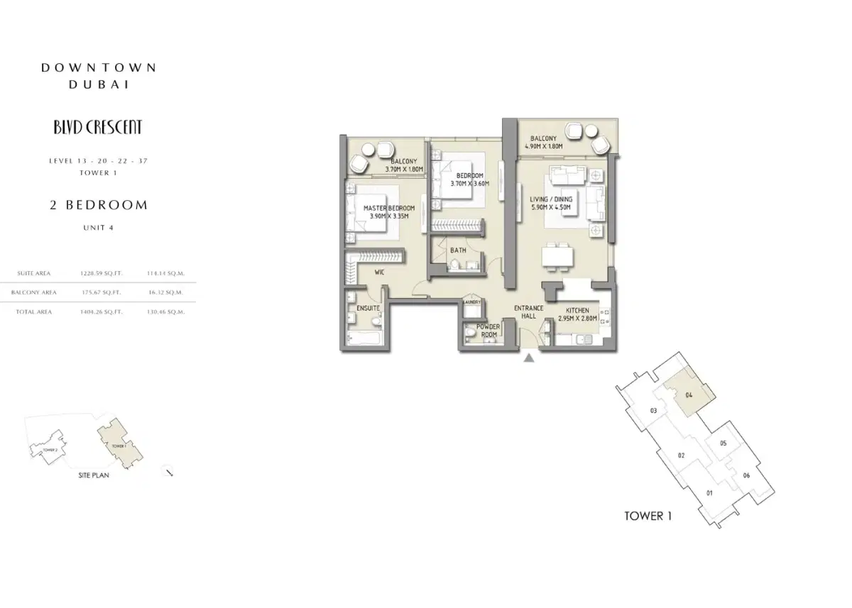 Emaar BLVD Crescent at Downtown Dubai | Apartments & Penthouses 2 BR Apartment Floor Plan