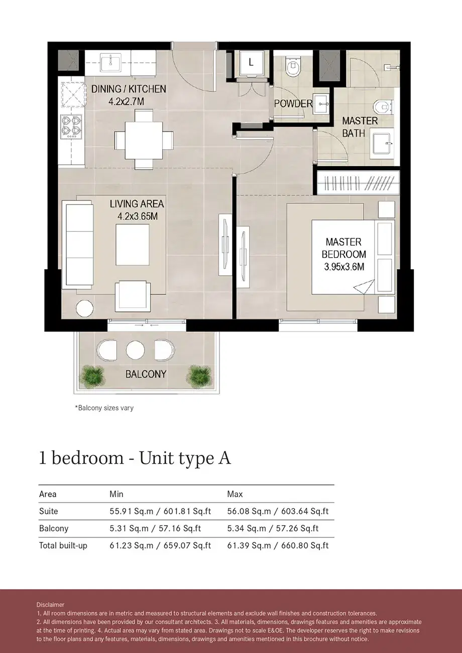 Nshama Lexington 1 BR Floor Plan 660 Sq. Ft.
