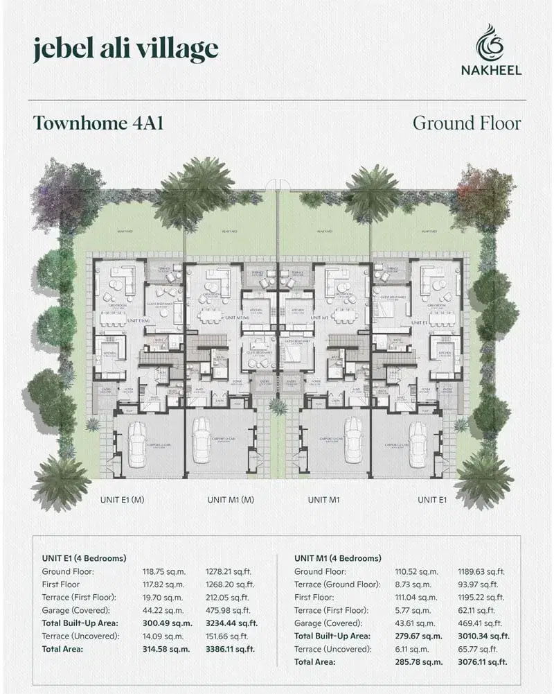 Jebel Ali Village Phase 3 4 Bedroom Townhouse Floor Plan