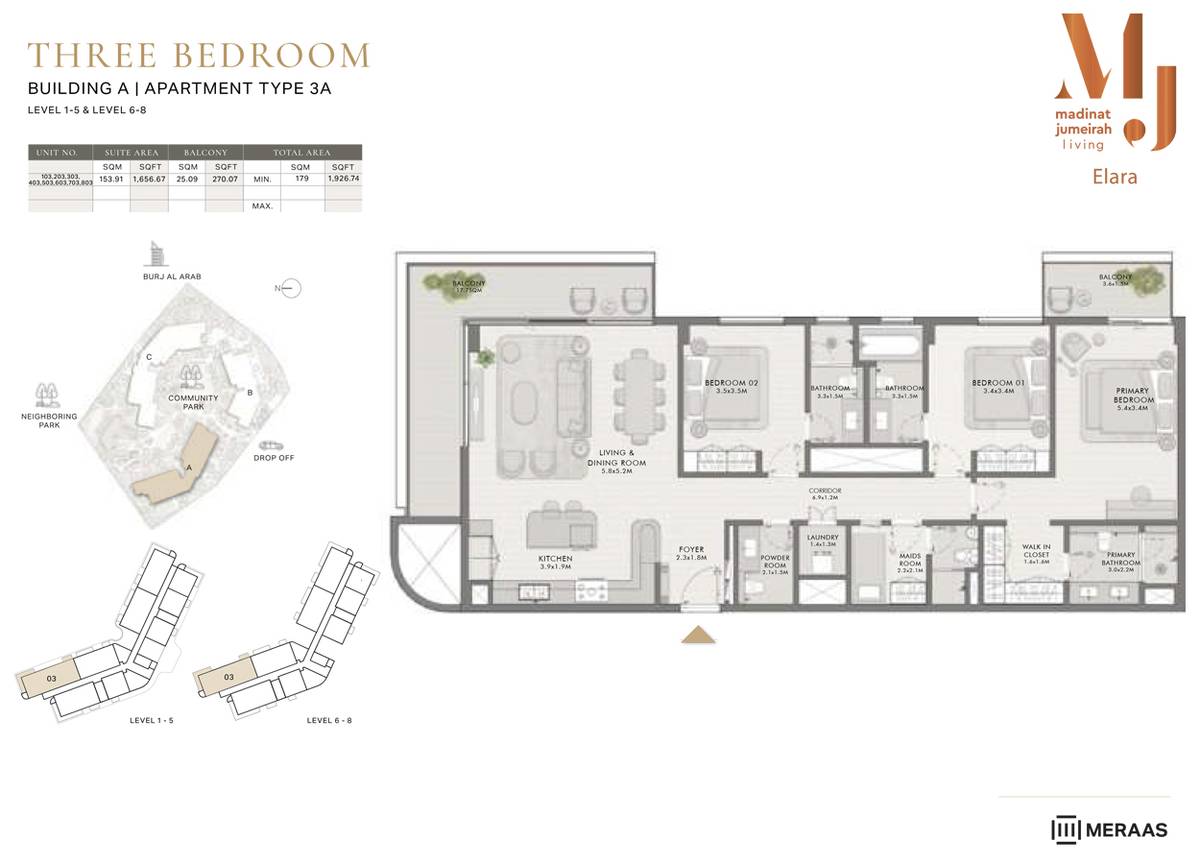 Elara At Mjl 3 BR Apartment Floor Plan