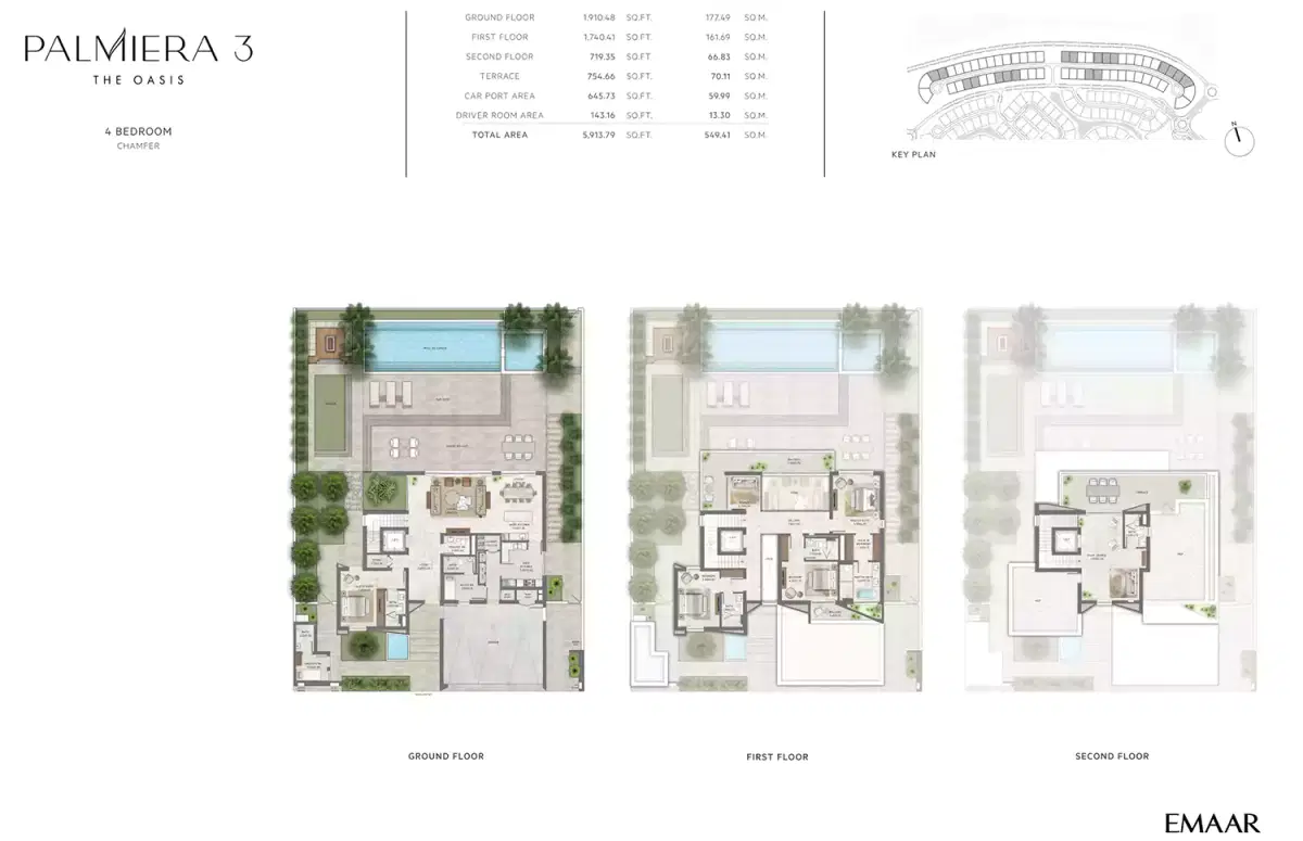 Emaar Palmiera 3 4 Bedroom Villas - Chamfer Floor Plan