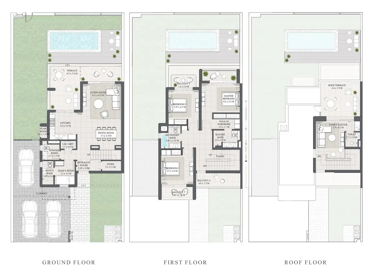 Emaar Rivana 3 Bedroom Twin Villas Floor Plan