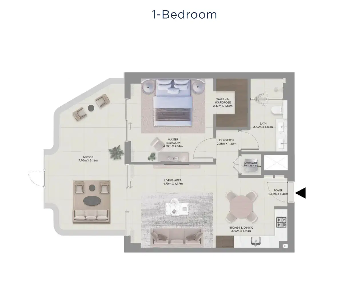 Emaar Aurea At Rashid Yachts And Marina 1 Bedroom Apartments Floor Plan