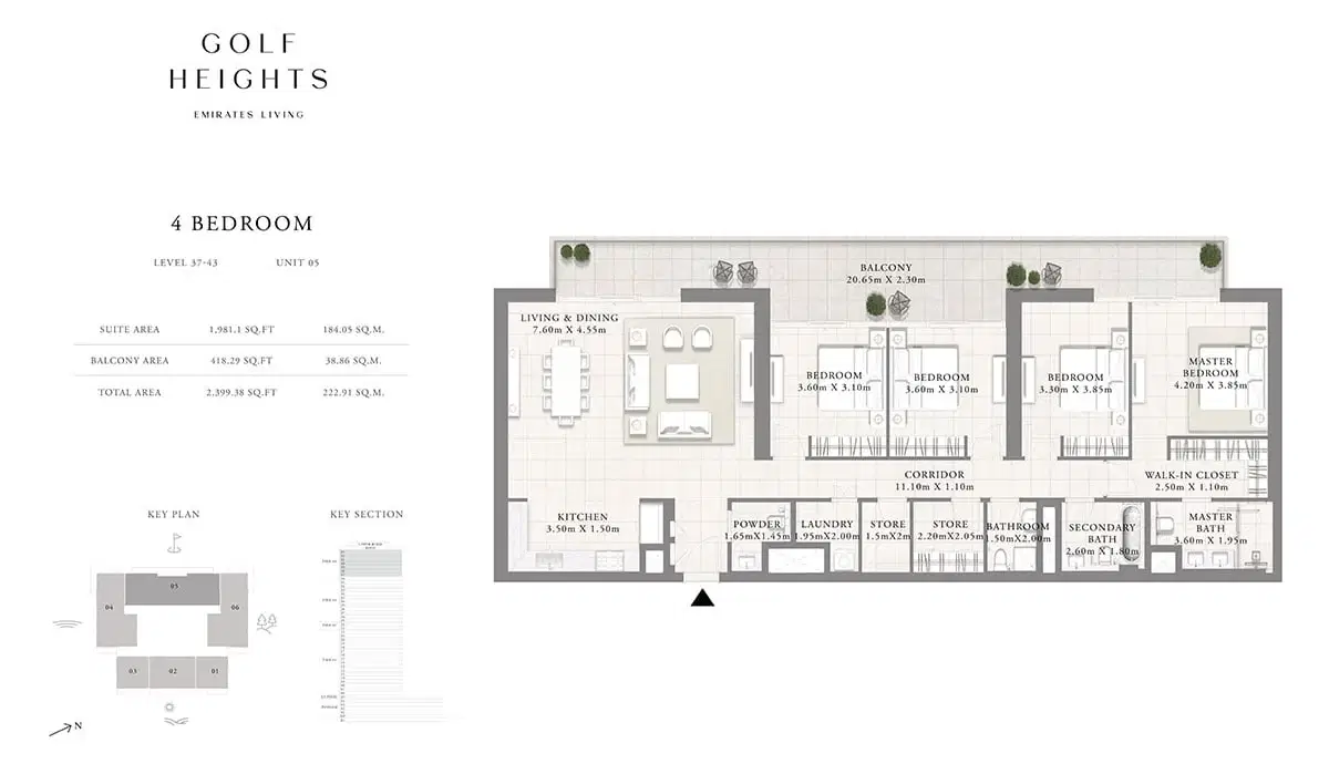 Emaar Golf Heights 4 Bedroom Apartments Floor Plan