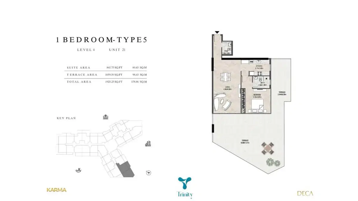 Deca Trinity 1 BR Apartment Floor Plan 1,925 Sq. Ft.