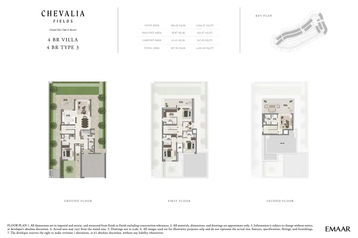 Emaar Chevalia Fields at Grand Polo Club & Resort 4 BR Floor Plan 4,165 Sq. Ft.