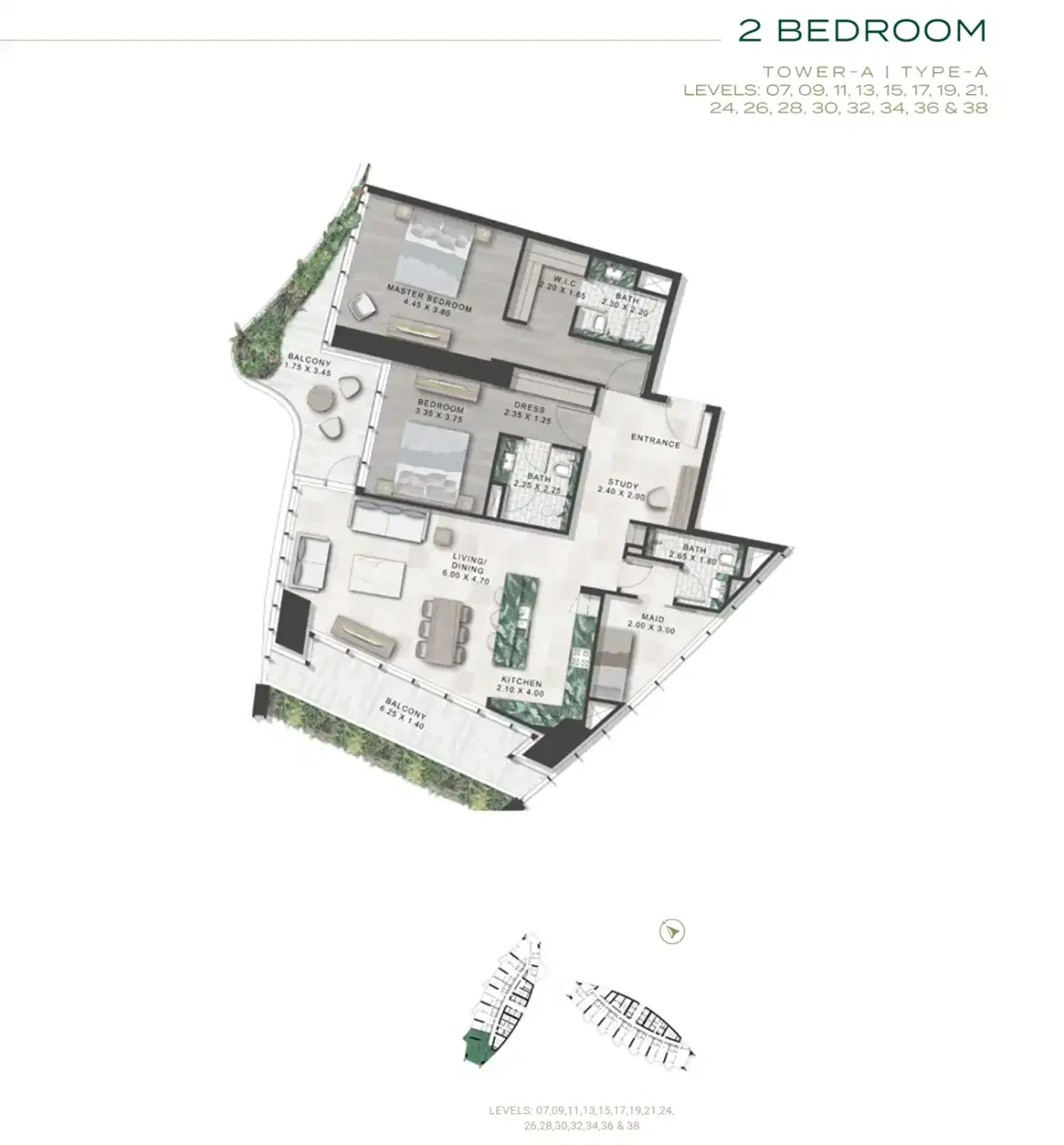 Damac Safa One 2 Bedroom Apartments Floor Plan