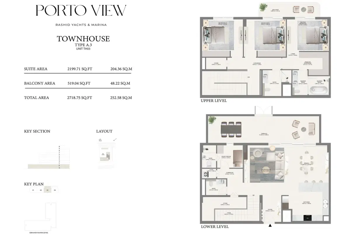 Emaar Porto View  Dubai 3 BR Floor Plan 2,718 Sq. Ft.