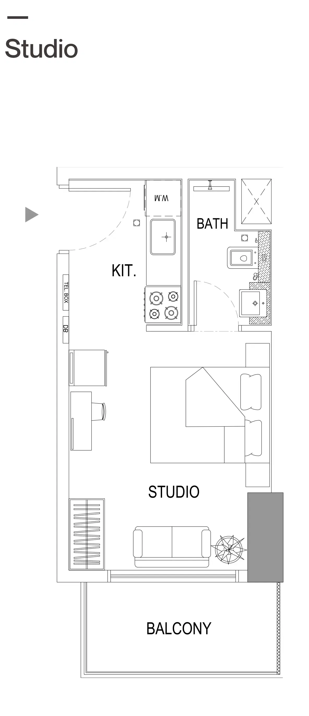 Binghatti Gardenia Dubai Studio Floor Plan