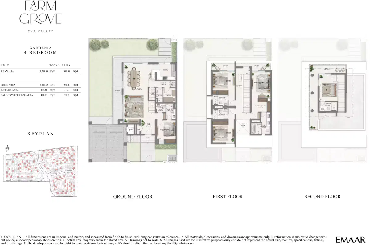 Emaar Farm Grove At The Valley Dubai 4 Bedroom Villa Floor Plan