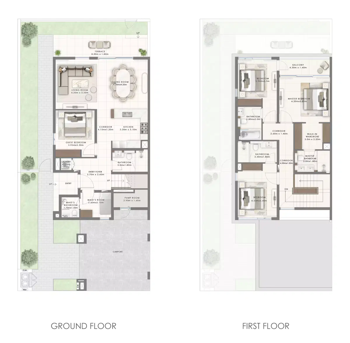 Greenville 2 At Emaar South Dubai 3 Bedroom Townhouse Floor Plan