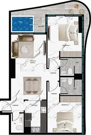 2 Bedroom Apartments