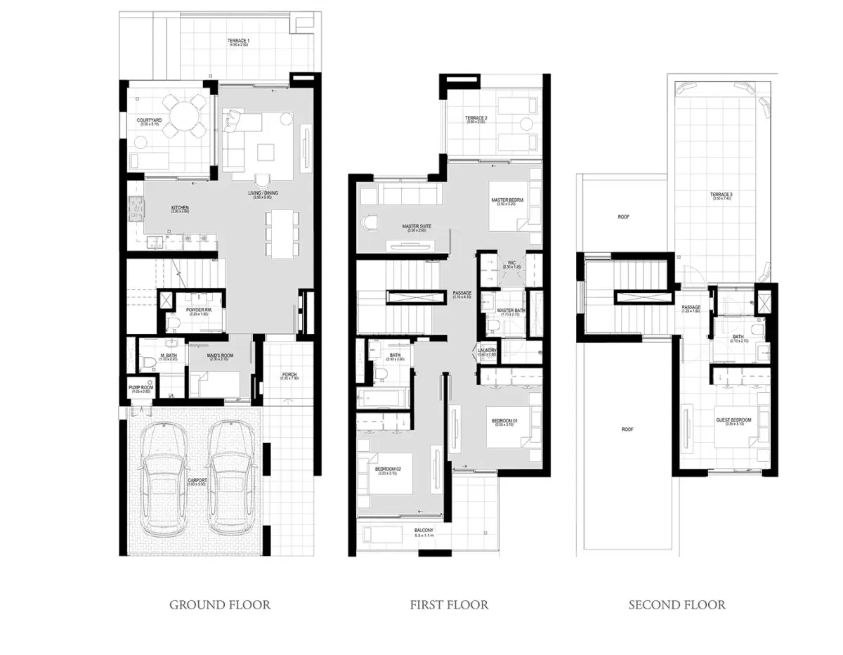 Emaar Bliss Arabian Ranches Iii 4 Bed Triplex Floor Plan