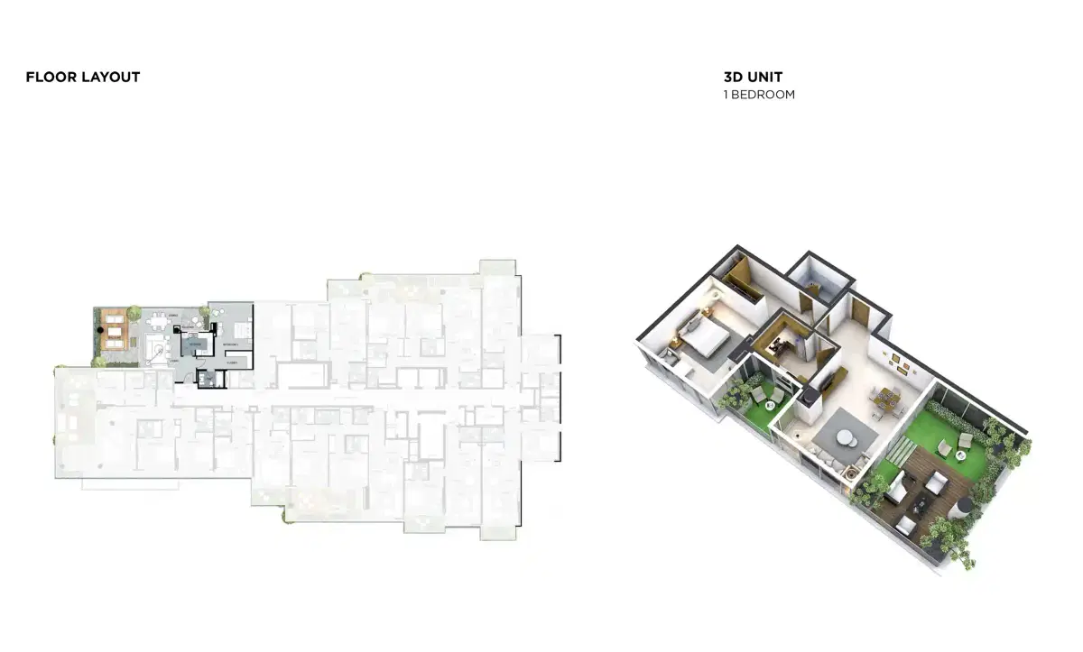 Damac High Gardens 1 Bedroom Apartments Floor Plan