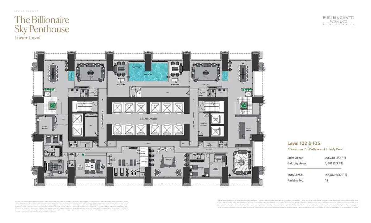 Burj Binghatti Jacob And Co Residences 7 Bedroom Penthouses Floor Plan