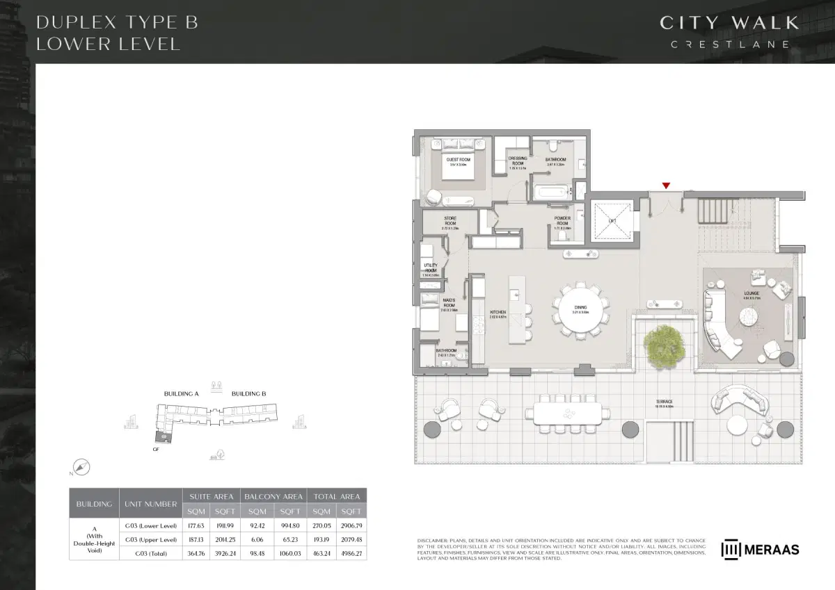 Meraas City Walk Crestlane at City Walk Dubai 4 Bedroom Duplexes Floor Plan