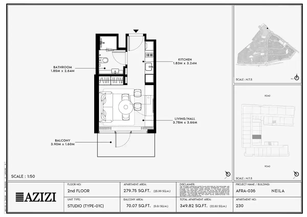 Azizi Neila Al Furjan Studio Floor Plan