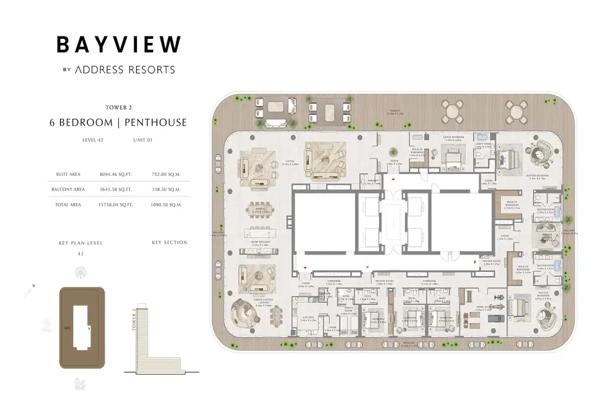 Emaar Bayview By Address Resorts 2 6 BR Townhouse Floor Plan
