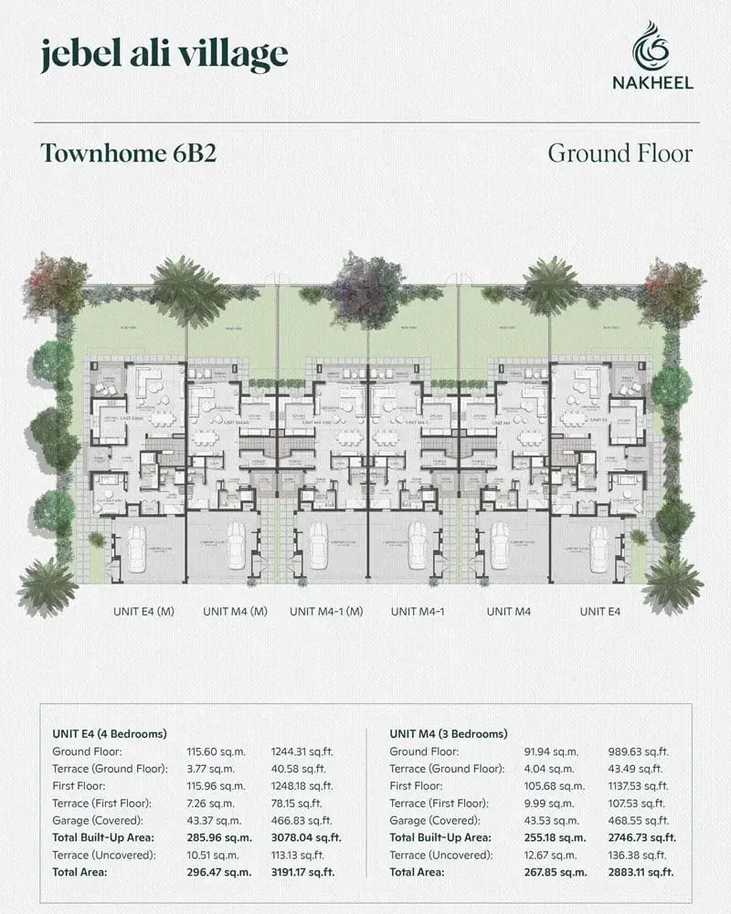Jebel Ali Village Phase 3 4 Bedroom Townhouse Floor Plan