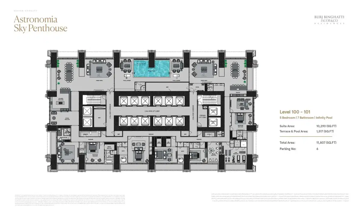 Burj Binghatti Jacob And Co Residences 5 Bedroom Penthouse Floor Plan