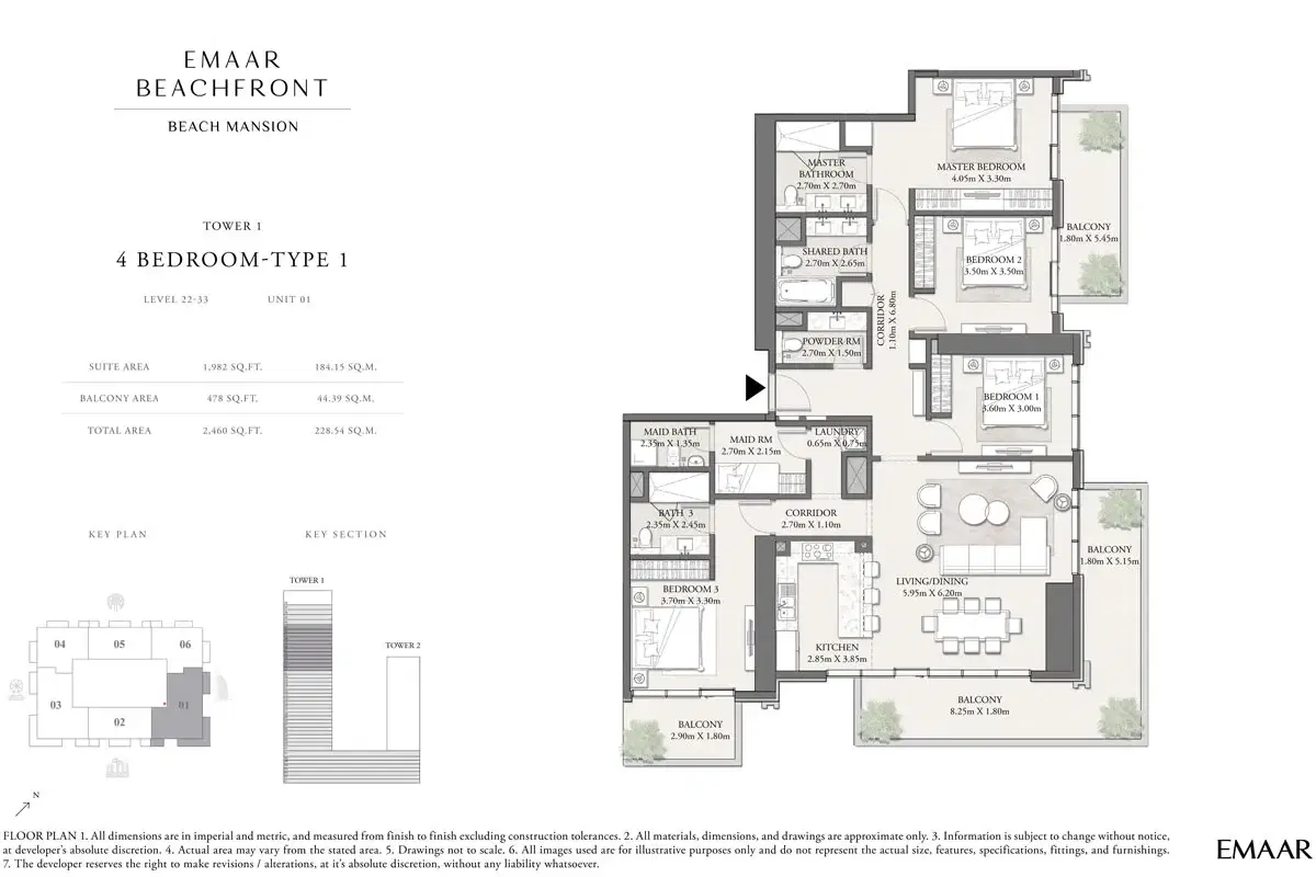 Beach Mansion At Emaar Beachfront 4 BR Apartments Floor Plan