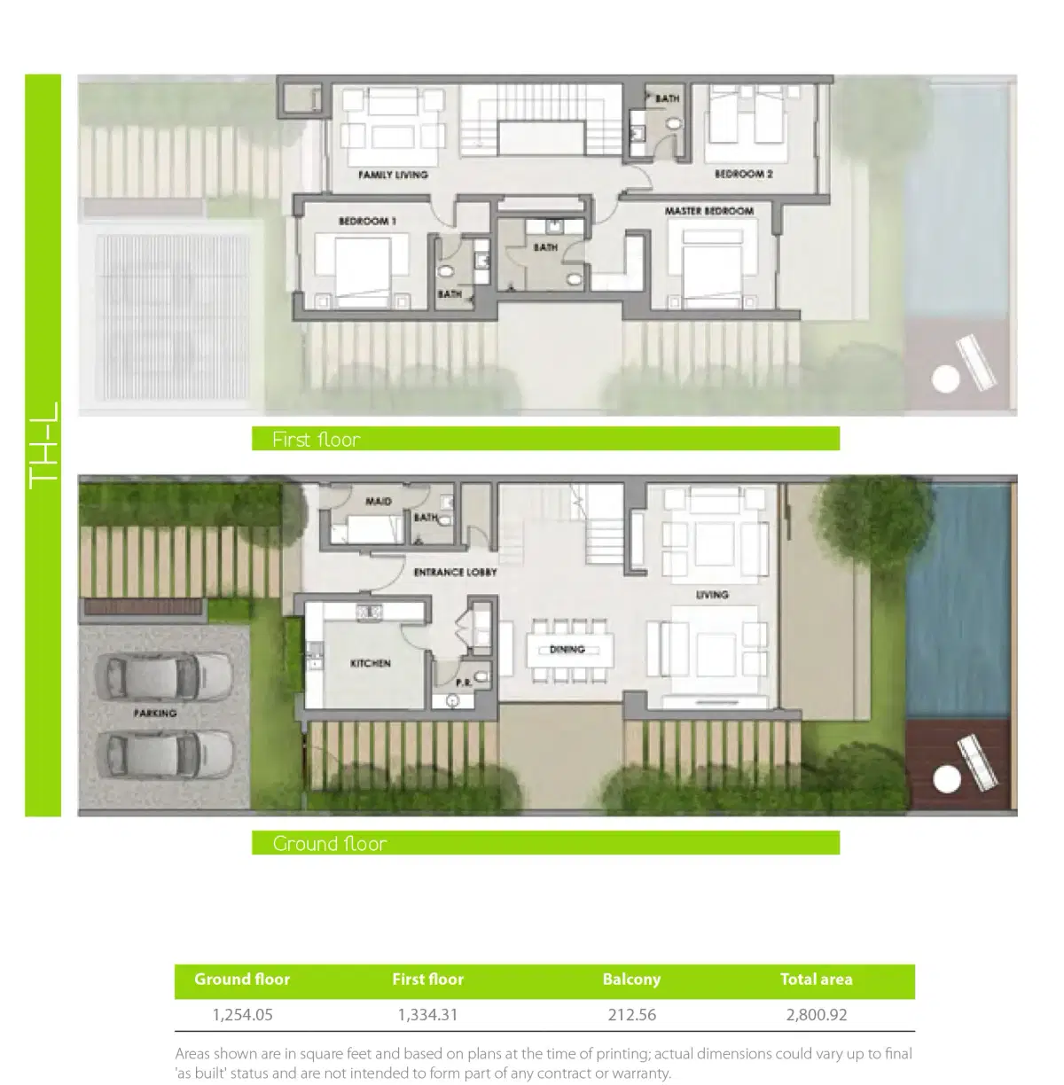 The Park Villas, Damac Hills, Dubai 3 BR Floor Plan 2,800 Sq. Ft.