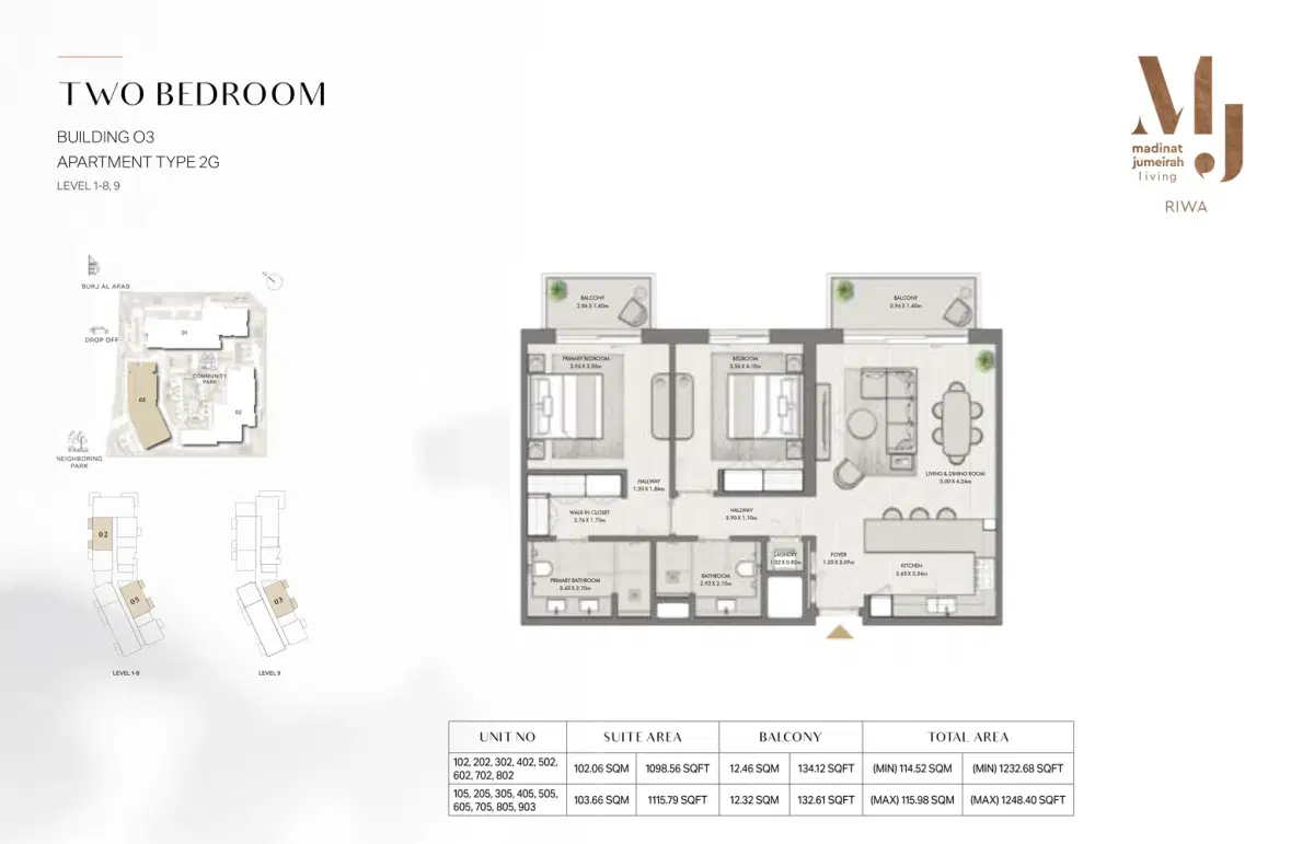 Meraas Riwa Mjl 2 Bedroom Apartments Floor Plan